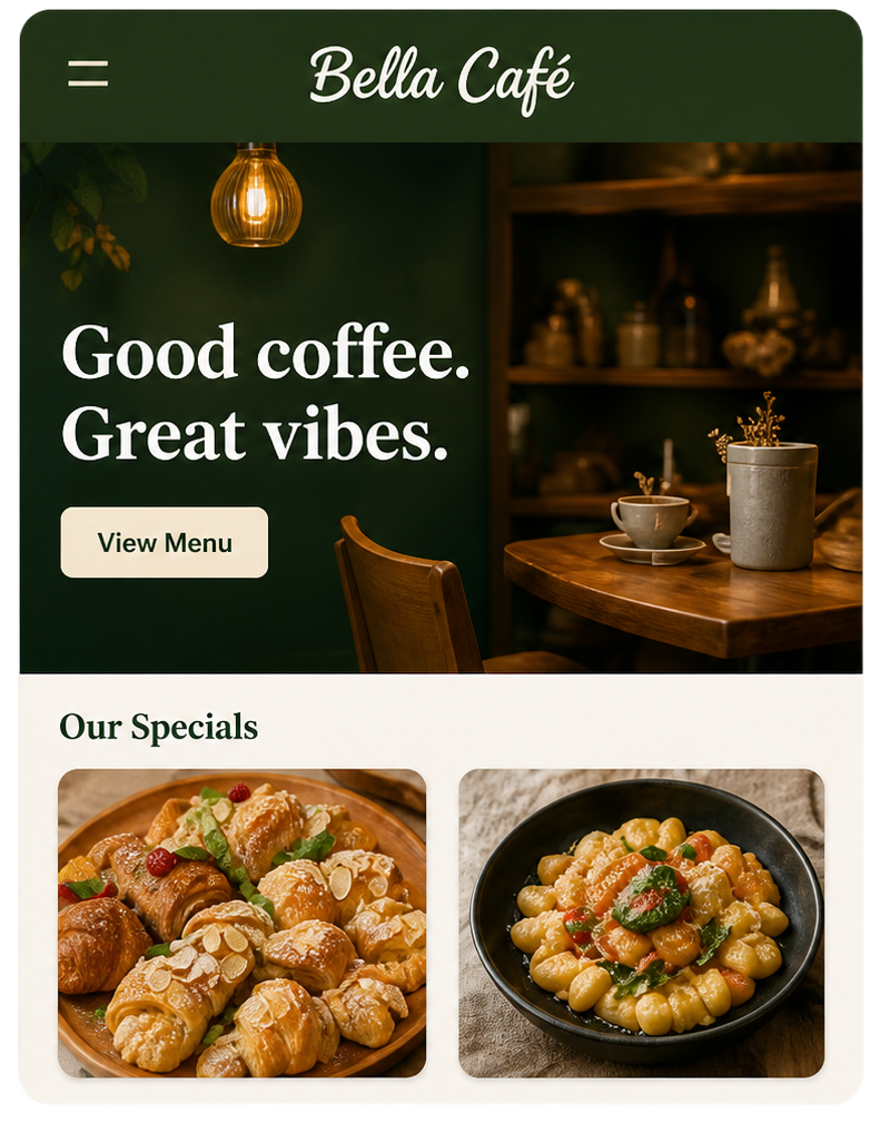 Cafe website example